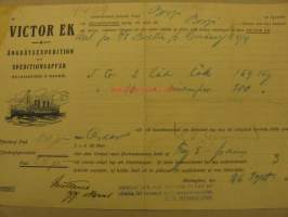 Victor Ek konossomentti 1913