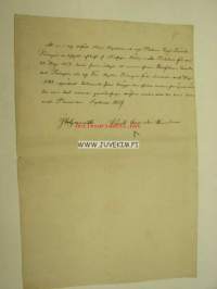 Sven Robert Palmgrénin ja tämän vaimon, Agatha Palmgrenin (o.s. Lindholm) 18.5.1844 laaditun testamentin ote raastuvanoikeuden pöytäkirjasta -asiakirj