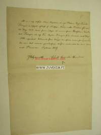 Sven Robert Palmgrénin ja tämän vaimon, Agatha Palmgrenin (o.s. Lindholm) 18.5.1844 laaditun testamentin ote raastuvanoikeuden pöytäkirjasta -asiakirj