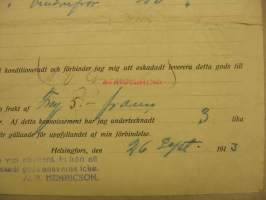 Victor Ek konossomentti 1913