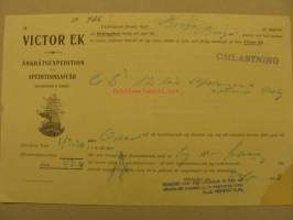 Victor Ek konossomentti 1913