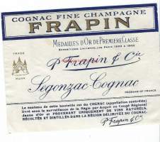 Frapin  Cognac - konjakki - vanha  viinaetiketti