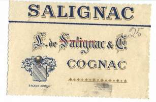 Salignac Cognac - konjakki - vanha  viinaetiketti