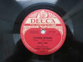 Decca SD 5018 Henry Theel - Kaksi kitaraa / Henry Theel - Viivähdä hetkinen -savikiekkoäänilevy, 78 rpm