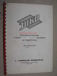 Juko sokerijuurikkaan nostokone -käyttöohje ja varaosaluettelo alkaen valmistusnumerosta S -1781