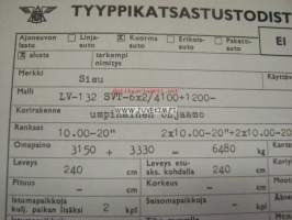 Sisu LV-132 SVT-6x2 /4100 + 1200 -tyyppikatsastustodistus, kopio