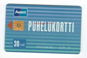 Avant 30 mk Puhelukortti AVA-23a / Puhelinkortti