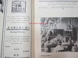 Kotiliesi 1927 nr 17, syyskuu I, 1.9.1927, sis. mm. seur. artikkelit / kuvat / mainokset; Kansikuvitus Aarno Karimo (Mökki Raja-Karjalassa), Fazer Kultakaramelli,