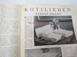 Kotiliesi 1927 nr 17, syyskuu I, 1.9.1927, sis. mm. seur. artikkelit / kuvat / mainokset; Kansikuvitus Aarno Karimo (Mökki Raja-Karjalassa), Fazer Kultakaramelli,