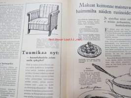 Kotiliesi 1927 nr 17, syyskuu I, 1.9.1927, sis. mm. seur. artikkelit / kuvat / mainokset; Kansikuvitus Aarno Karimo (Mökki Raja-Karjalassa), Fazer Kultakaramelli,