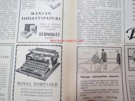 Kotiliesi 1927 nr 17, syyskuu I, 1.9.1927, sis. mm. seur. artikkelit / kuvat / mainokset; Kansikuvitus Aarno Karimo (Mökki Raja-Karjalassa), Fazer Kultakaramelli,