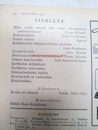 Kotiliesi 1927 nr 17, syyskuu I, 1.9.1927, sis. mm. seur. artikkelit / kuvat / mainokset; Kansikuvitus Aarno Karimo (Mökki Raja-Karjalassa), Fazer Kultakaramelli,