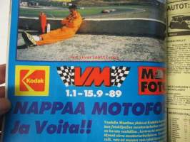 Vauhdin maailma 1989 nr 1 -mm. Mazda 626 Sportwagon, Alfa Romeo 164 T-spark ja Rover 820S Fastback, OFFSHORE, Audi 90 coupe Winston World Finals Amrikassa suli
