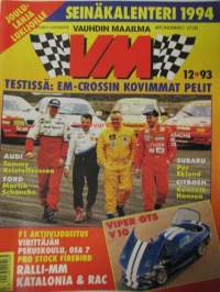 Vauhdin maailma 1993 nr 12 -mm. Formula 1 australia, F1 aktiivijousitus, Em-Rallicrossautot, Ralli-MM Katalonia RAC, Dodge Viper GTS, Renault Twingo, Ford Tudor -37