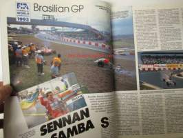 Vauhdin maailma 1993 nr 4 -mm. Formula 1 Kyalami ja Brasilia GP, FK-paketti, Ralli-SM iisalmi, Geneven auonäyttely, Buick Le Sabre, Pontiac Bonneville, Miki