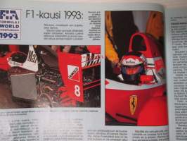 Vauhdin maailma 1993 nr 3 -mm. Formula 1 kausi 1993 mitä uutta on odotettavissa, Hankiralli, Ralli-SM satakunta, F1/Indycar, Honda Ykkösissä, Los Angeles Show,
