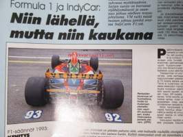 Vauhdin maailma 1993 nr 3 -mm. Formula 1 kausi 1993 mitä uutta on odotettavissa, Hankiralli, Ralli-SM satakunta, F1/Indycar, Honda Ykkösissä, Los Angeles Show,