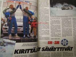 Vauhdin maailma 1993 nr 3 -mm. Formula 1 kausi 1993 mitä uutta on odotettavissa, Hankiralli, Ralli-SM satakunta, F1/Indycar, Honda Ykkösissä, Los Angeles Show,