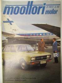 Moottori 1973 nr 2, sis. mm. seur. artikkelit / kuvat / mainokset; Euroopan katolla, Jääratakausi, uusia autoja Simca VF2 - Fiat XI/9 - Datsun Violet, Rattijuoppo