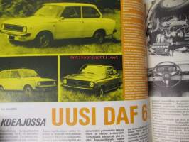 Moottori 1973 nr 2, sis. mm. seur. artikkelit / kuvat / mainokset; Euroopan katolla, Jääratakausi, uusia autoja Simca VF2 - Fiat XI/9 - Datsun Violet, Rattijuoppo