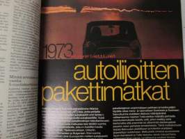 Moottori 1973 nr 2, sis. mm. seur. artikkelit / kuvat / mainokset; Euroopan katolla, Jääratakausi, uusia autoja Simca VF2 - Fiat XI/9 - Datsun Violet, Rattijuoppo