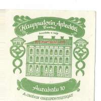 Kauppatorin  Apteekki   Turku   A Carenin oikeudenomistajat -    reseptipussi resepti signatuuri  1960