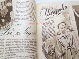 Kotiliesi 1947 nr 18, 15.9.1947, sis. mm. seur artikkelit / kuvat / mainokset; Kangas / Selecta kirjepaperi, Naiset &quot;kunnanukkojen&quot; kanssa kilpaan, Milloin nainen