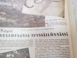 Kotiliesi 1947 nr 18, 15.9.1947, sis. mm. seur artikkelit / kuvat / mainokset; Kangas / Selecta kirjepaperi, Naiset &quot;kunnanukkojen&quot; kanssa kilpaan, Milloin nainen