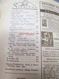 Kotiliesi 1947 nr 20, 15.10.1947, sis. mm. seur artikkelit / kuvat / mainokset; Kansikuvitus Martta Wendelin, Sorja-kaavat, Hattuvalmistamo Elvi Klippa, Järki on