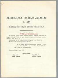 Brandö Villastad Ab årsberättelse , vuosikertomus 1925