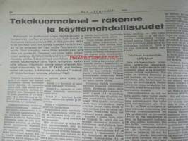 Koneviesti 1966 nr 5 -mm. Automaattinen leikkuukorkeuden säätö Massey Ferguson 510 esittely, Pylväiden pystytys traktorikaivureilla, Moottorisahojen kokeilua