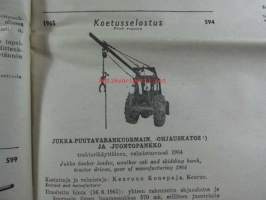 Koneviesti 1966 nr 5 -mm. Automaattinen leikkuukorkeuden säätö Massey Ferguson 510 esittely, Pylväiden pystytys traktorikaivureilla, Moottorisahojen kokeilua