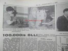 Koneviesti 1962 nr 10 -mm. Lannoitteen käsittely irtotavarana, Kylmäilmakuivurit ja niiden lämmönlähteet, Pientraktorit ja puutarhatraktorit kuvat ja  tekniset