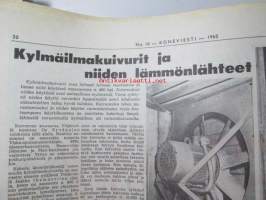 Koneviesti 1962 nr 10 -mm. Lannoitteen käsittely irtotavarana, Kylmäilmakuivurit ja niiden lämmönlähteet, Pientraktorit ja puutarhatraktorit kuvat ja  tekniset