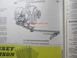 Koneviesti 1962 nr 10 -mm. Lannoitteen käsittely irtotavarana, Kylmäilmakuivurit ja niiden lämmönlähteet, Pientraktorit ja puutarhatraktorit kuvat ja  tekniset