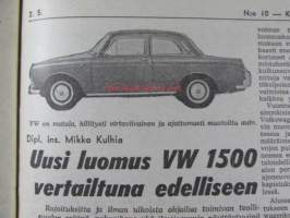 Koneviesti 1962 nr 10 -mm. Lannoitteen käsittely irtotavarana, Kylmäilmakuivurit ja niiden lämmönlähteet, Pientraktorit ja puutarhatraktorit kuvat ja  tekniset