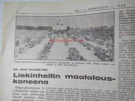 Koneviesti 1964 nr 1 -mm. Liekinheitin maatalouskoneena, Siilotyyppinen varastokuivuri, Ojalinko - uutuuslaite ojien avaamiseen, &quot;pitkä käsivarsi&quot;