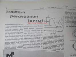 Koneviesti 1964 nr 1 -mm. Liekinheitin maatalouskoneena, Siilotyyppinen varastokuivuri, Ojalinko - uutuuslaite ojien avaamiseen, &quot;pitkä käsivarsi&quot;