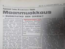 Koneviesti 1964 nr 6 -mm. Uusi 8 1/2 puimuri - Fahr M 60, Pitkälle automatisoitu tiiliputkitehdas - Riihimäki Paloheimo, Teknisiä tietoja kylvökoneista,