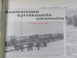 Koneviesti 1964 nr 6 -mm. Uusi 8 1/2 puimuri - Fahr M 60, Pitkälle automatisoitu tiiliputkitehdas - Riihimäki Paloheimo, Teknisiä tietoja kylvökoneista,