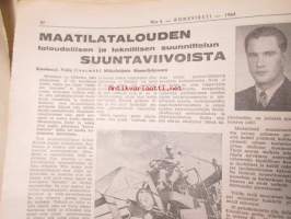 Koneviesti 1964 nr 6 -mm. Uusi 8 1/2 puimuri - Fahr M 60, Pitkälle automatisoitu tiiliputkitehdas - Riihimäki Paloheimo, Teknisiä tietoja kylvökoneista,
