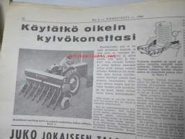 Koneviesti 1964 nr 6 -mm. Uusi 8 1/2 puimuri - Fahr M 60, Pitkälle automatisoitu tiiliputkitehdas - Riihimäki Paloheimo, Teknisiä tietoja kylvökoneista,