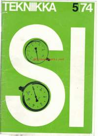 Tekniikka 1974 nr 5 / Siirrymme SI-järjestelmään, tietokoneen käyttö teollisuusprosessissa, suomalainen  alkali paristo, neutronit paljastavat aineen salaisuuksia