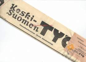 Keski-Suomen Työ, kansandemokraattisen väestön äänenkannattaja 1949 , sanomalehden nimiotsikko leike / sanomalehtien ilmoituskeskus