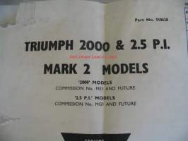 Triumph 2000 Saloon Spare parts catalogue varaosaluettelo