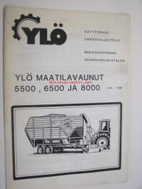 Ylö 5500, 6500, 8000 Maatilavaunut vm. 1986 -käyttöohjekirja ja varaosaluettelo / bruksanvisning och reservdelskatalog