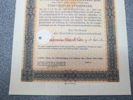 Deutsche Landesrentenbank - Landesrentenbruef 5000 Reichsmark nr 15 A 00614 -korollinen lainapaperi, huomaa Saksan kotka