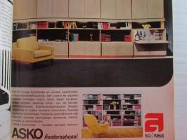 Kaunis Koti 1968 nr 5, Kansikuva Mika Gnüpfer, Vuoteet,  Konferenssi Suomenlinna, Kesäillat, Tapetit palaavat, Pop-huone, Talo Kohonen, ym.