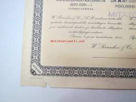W. Rosenlew &amp; Co, aktiebolag 7 1/4% Obligaatio määrältään 800 000 mk Litt. A Obligation 1957 -obligaatiolaina, blanco, Mitätön-leimattu
