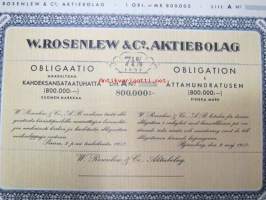W. Rosenlew &amp; Co, aktiebolag 7 1/4% Obligaatio määrältään 800 000 mk Litt. A Obligation 1957 -obligaatiolaina, blanco